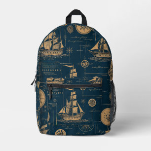 Mystic Navigator - Vintages Map & Compass Design Bedruckter Rucksack