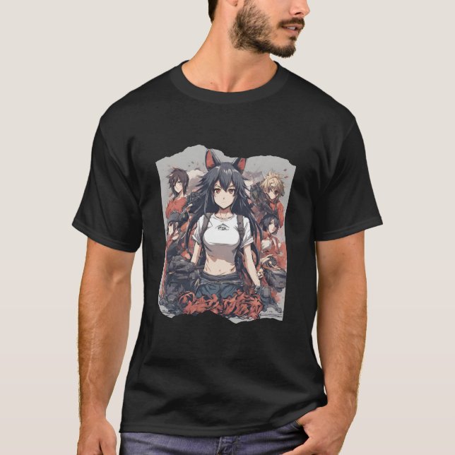 Mystic Neko Elegance, Anime Manga Animal Women T-Shirt (Vorderseite)