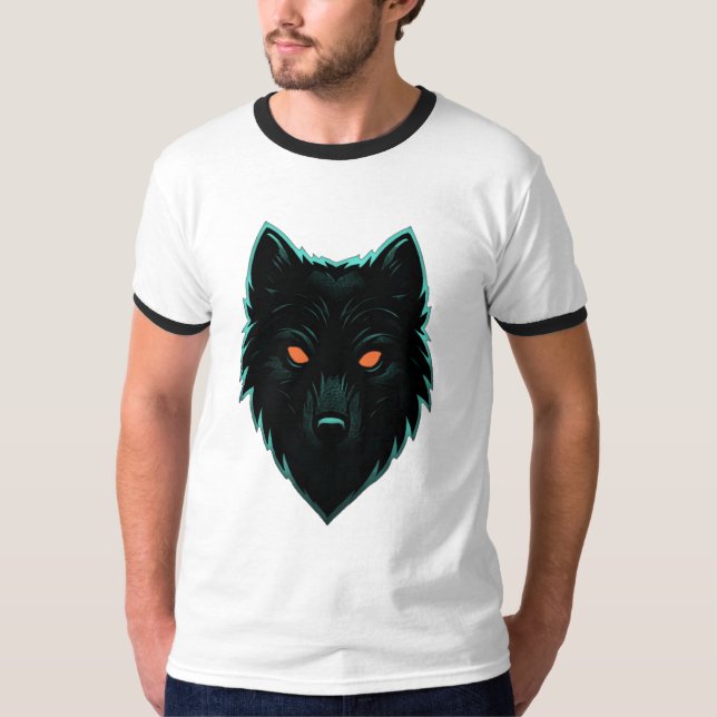 Mystic Neon Wolf Design T - Shirt (Vorderseite)