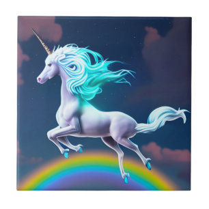 Mystic Night Flying Unicorn Rainbow Keramik Tile Fliese