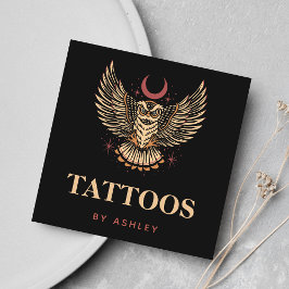 Mystic Night Owl Tattoo Artist Studio Social Media Quadratische Visitenkarte