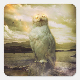 Mystic Owl Quadratischer Aufkleber