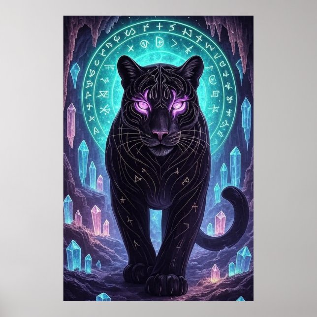 Mystic Panther Wall Art – Guardian of Crystals Poster (Vorne)