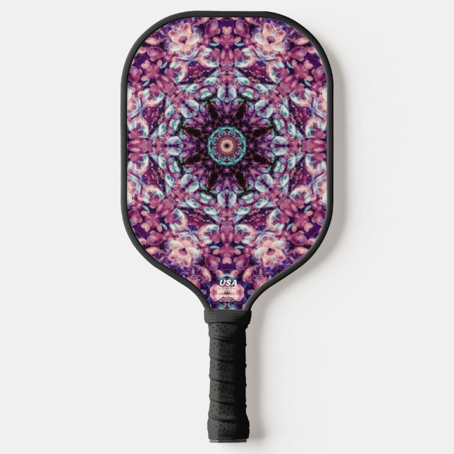Mystic Purple Bioluminescent Kaleidoscope Art  Pickleball Schläger (Vorderseite)