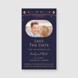 Mystic Rainbow Blue Sun Moon Stars Save the Date Magnetkarte