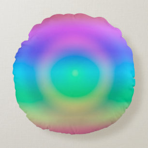 Mystic Rainbow Eye Ombre Rundes Kissen