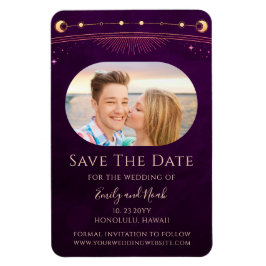 Mystic Rainbow Plum Sun Moon Star Save the Date Magnet