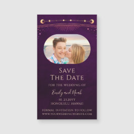 Mystic Rainbow Plum Sun Moon Star Save the Date Magnetkarte