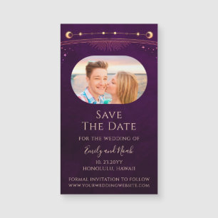 Mystic Rainbow Plum Sun Moon Star Save the Date Magnetkarte