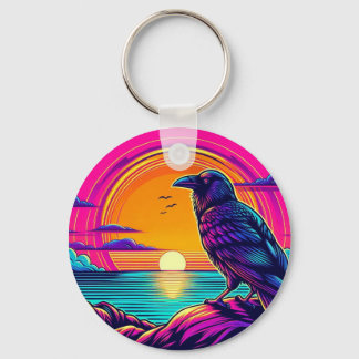 Mystic Raven at Psychedelic Sunset – Ocean View Ar Schlüsselanhänger