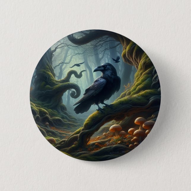 Mystic Raven Forest Hues Button (Vorderseite)
