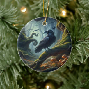 Mystic Raven Forest Hues Keramik Ornament