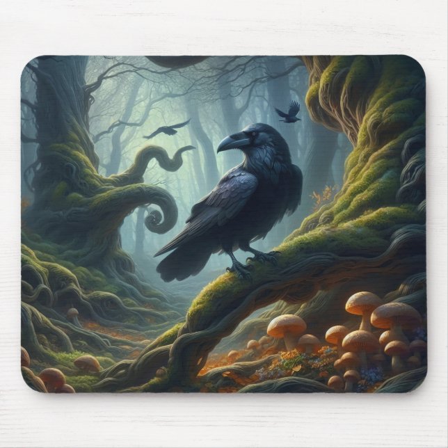 Mystic Raven Forest Hues Mousepad (Vorne)