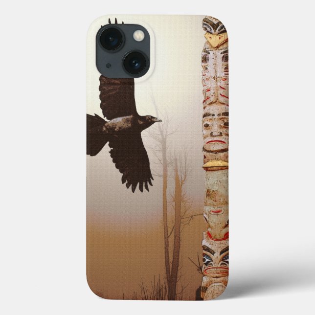 Mystic Raven & Haida Totem-Pole Crow-Lover Art Case-Mate iPhone Hülle (Rückseite)