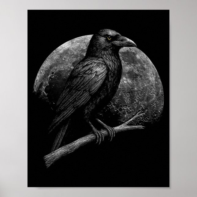 Mystic Raven Moon Dark Folklore Witchcraft Viking  Poster (Vorne)