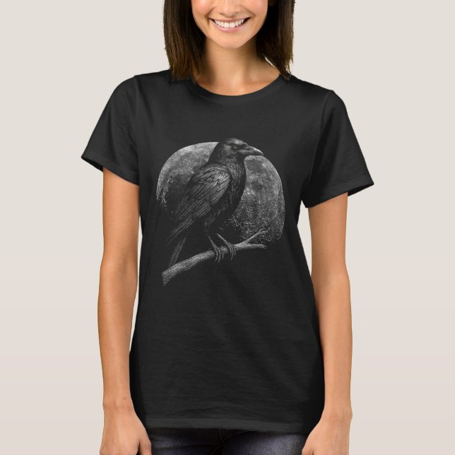 Mystic Raven Moon Dark Folklore Witchcraft Viking  T-Shirt (Vorderseite)