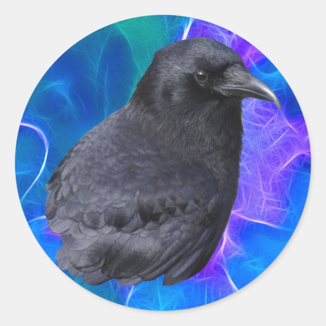 Mystic Raven Portrait Celtic Pagan Art Runder Aufkleber (Vorderseite)