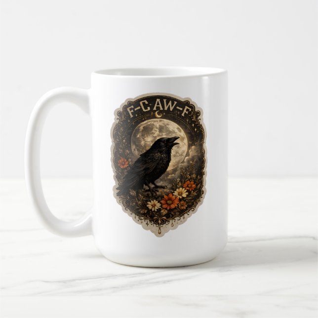 Mystic Raven Under Moon Dark Celestial Aesthetic Kaffeetasse (Links)