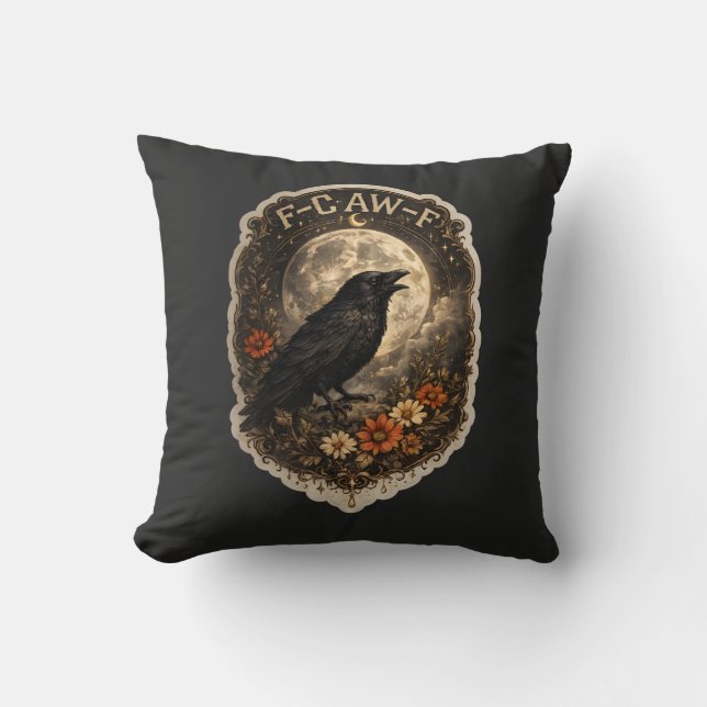 Mystic Raven Under Moon Dark Celestial Aesthetic Kissen (Vorderseite)