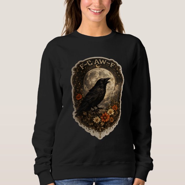 Mystic Raven Under Moon Dark Celestial Aesthetic Sweatshirt (Vorderseite)