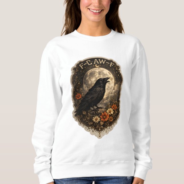 Mystic Raven Under Moon Dark Celestial Aesthetic Sweatshirt (Vorderseite)