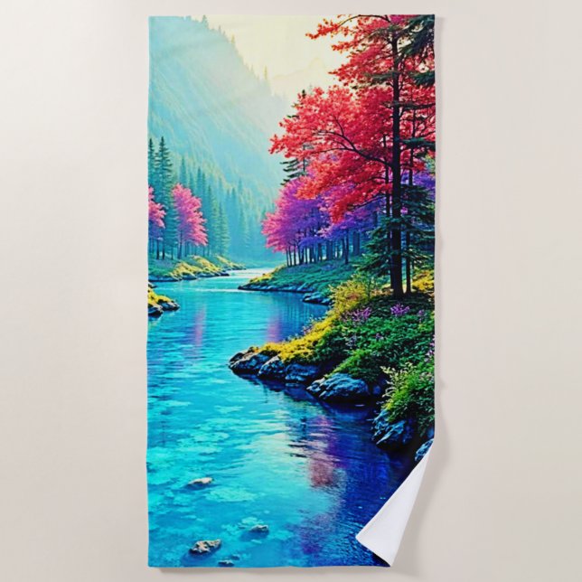 Mystic River Dreamy Forest Path Design Strandtuch (Vorderseite)