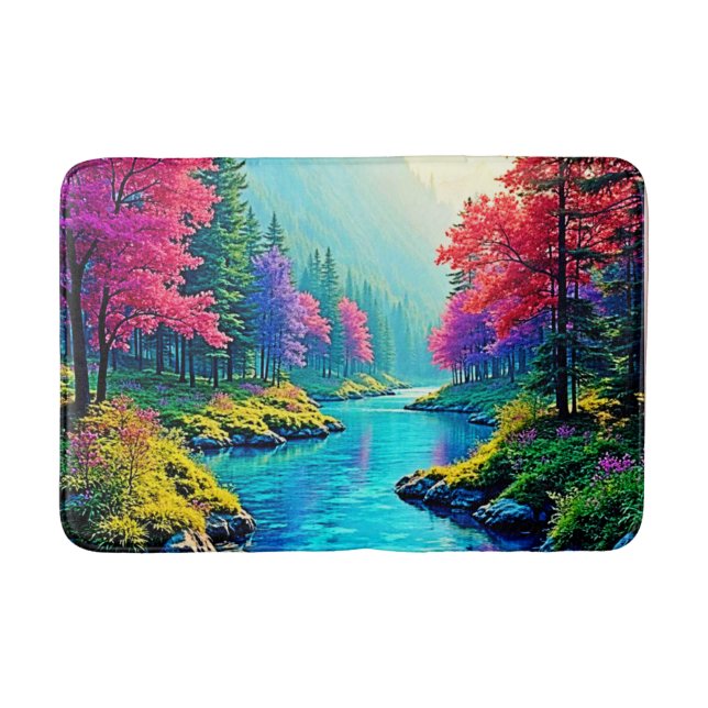 Mystic-River traumhafter Waldpfad-Design Badematte (Vorderseite)