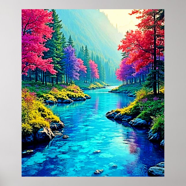 Mystic River Traumhafter Waldpfad Design Poster (Vorne)
