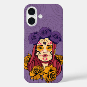 Mystic Rose Catrina - Lila Día de los Muertos iPhone 16 Hülle