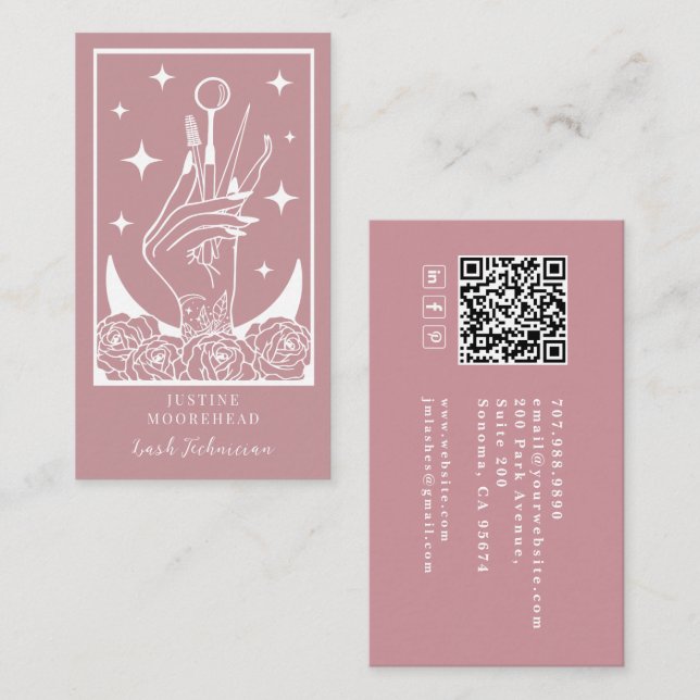 Mystic Rose Tarot Lash Tech Visitenkarte (Vorne/Hinten)