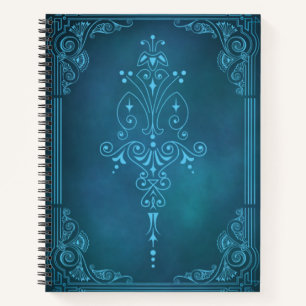 Mystic Scrollwork - Blue Fantasy Grimoire Cover Notizbuch