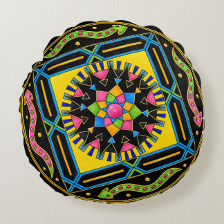 Mystic Serpent Mandala – Colorful GeomRunde Kissen