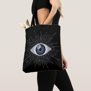 Mystic Silver & Blue Evil Eye Nazar Mati auf Black