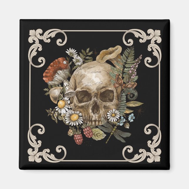 Mystic Skull Vintag Black Magnet (Vorne)