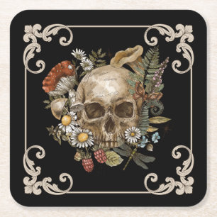 Mystic Skull Vintag Black Rechteckiger Pappuntersetzer