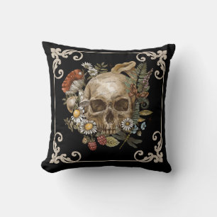 Mystic Skull Vintage Schwarzes Zierkissen