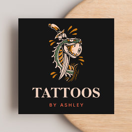 Mystic Snake Eyeball & Sword Modern Tattoo Artist Quadratische Visitenkarte