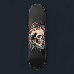 Mystic Snake Skull Illustration Gothic Cool Black Skateboard<br><div class="desc">Dieses coole Skateboard mit Skull & Snake-Illustration wäre ein wunderbares Geschenk für Skull-Liebhaber!</div>