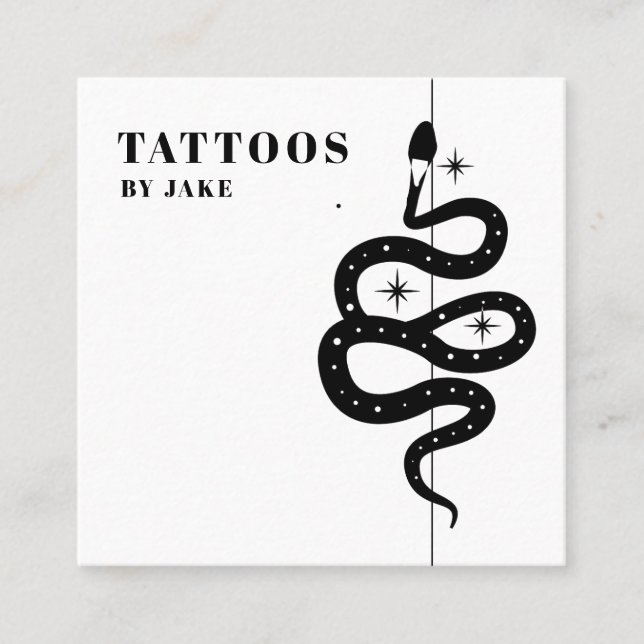 Mystic Snake Tattoo Artist Quadratische Visitenkarte (Vorderseite)