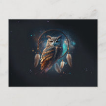 Mystic Space Owl mit Dreamcatcher Art