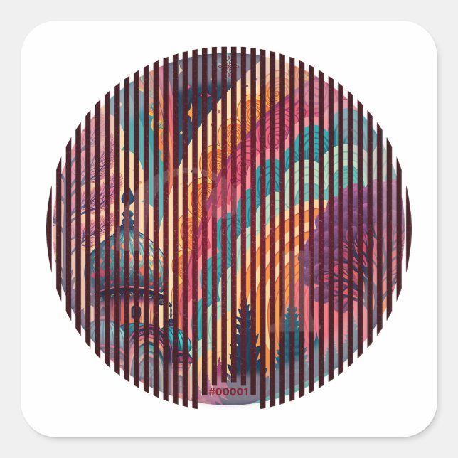 Mystic Stripes Round Sticker #0001 - Anpassbar (Vorderseite)
