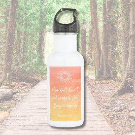 Mystic Sun Inspirational Quote Orange and White Edelstahlflasche