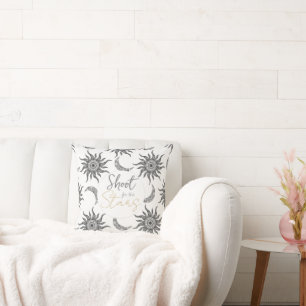 Mystic Sun Moon Black und White Kissen