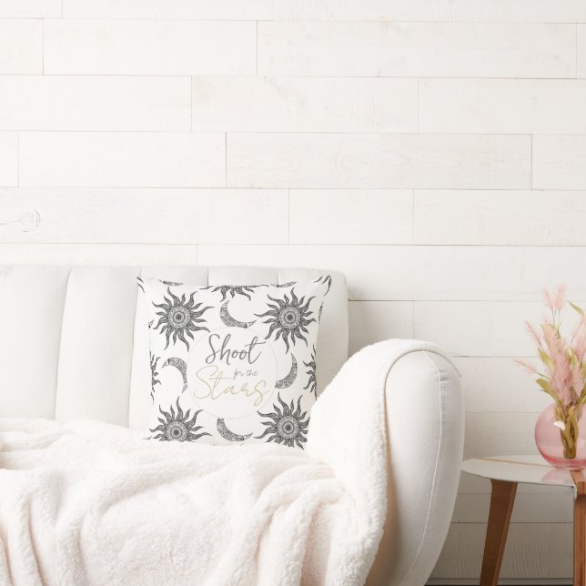 Mystic Sun Moon Black und White Kissen (Liege)
