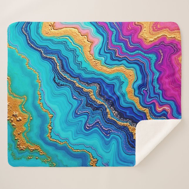 Mystic Teal & Gold Energy Sherpadecke (Vorderseite (Horizontal))