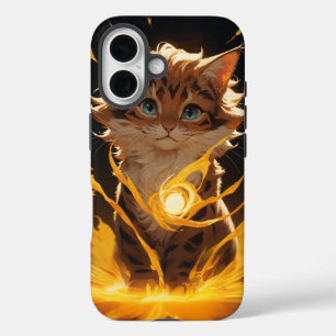Mystic Tiger Cat Fire Familiar iPhone 16 Hülle
