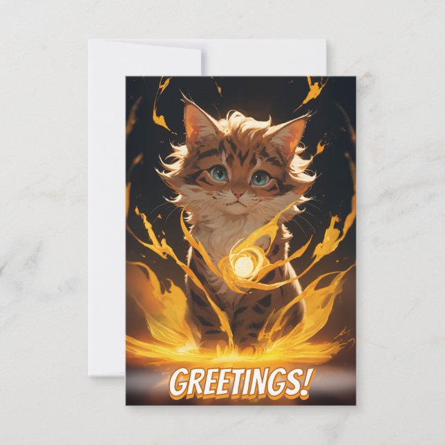 Mystic Tiger Cat Fire Familiar Karte (Vorderseite)