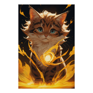 Mystic Tiger Cat Fire Familiar Poster