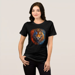 Mystic Tiger – Fire and Ice Mandala Art Tri-Blend Shirt