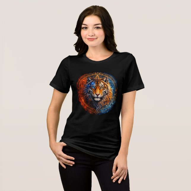 Mystic Tiger – Fire and Ice Mandala Art Tri-Blend Shirt (Vorderseite voll)